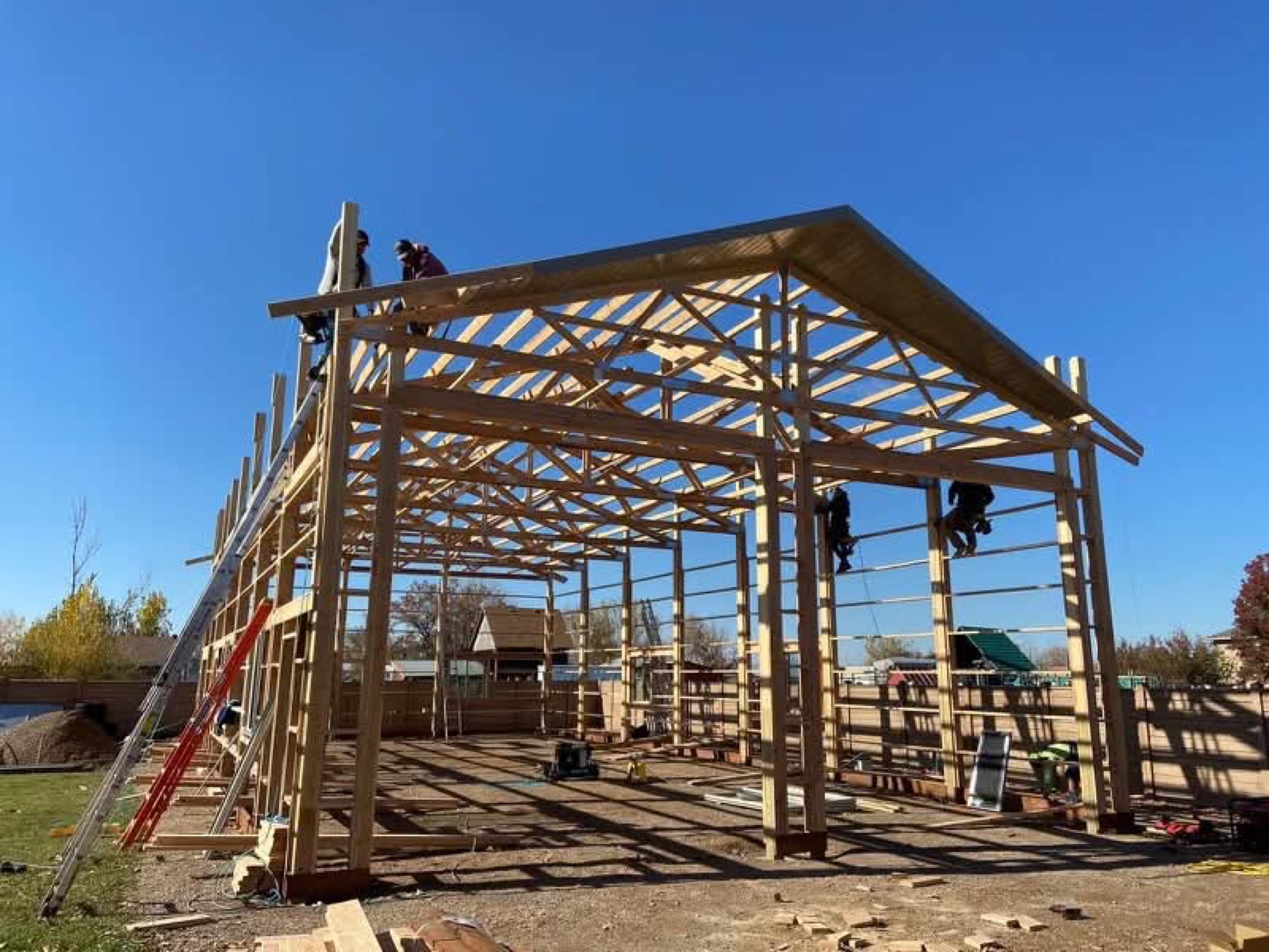 Wood building frame